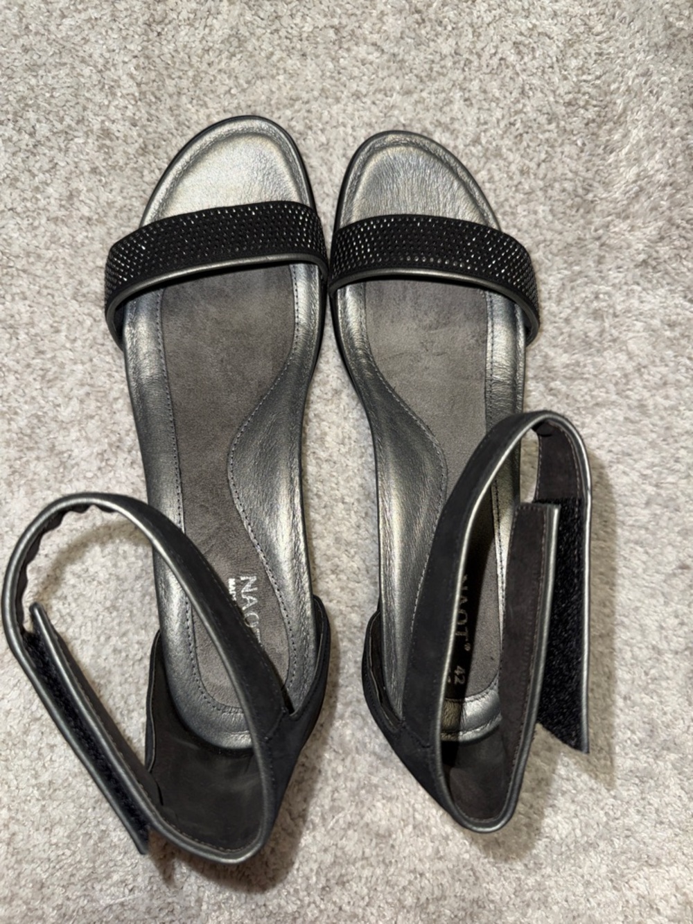 Naot Black Metallic Toe-Accent Ankle-Strap Sandals